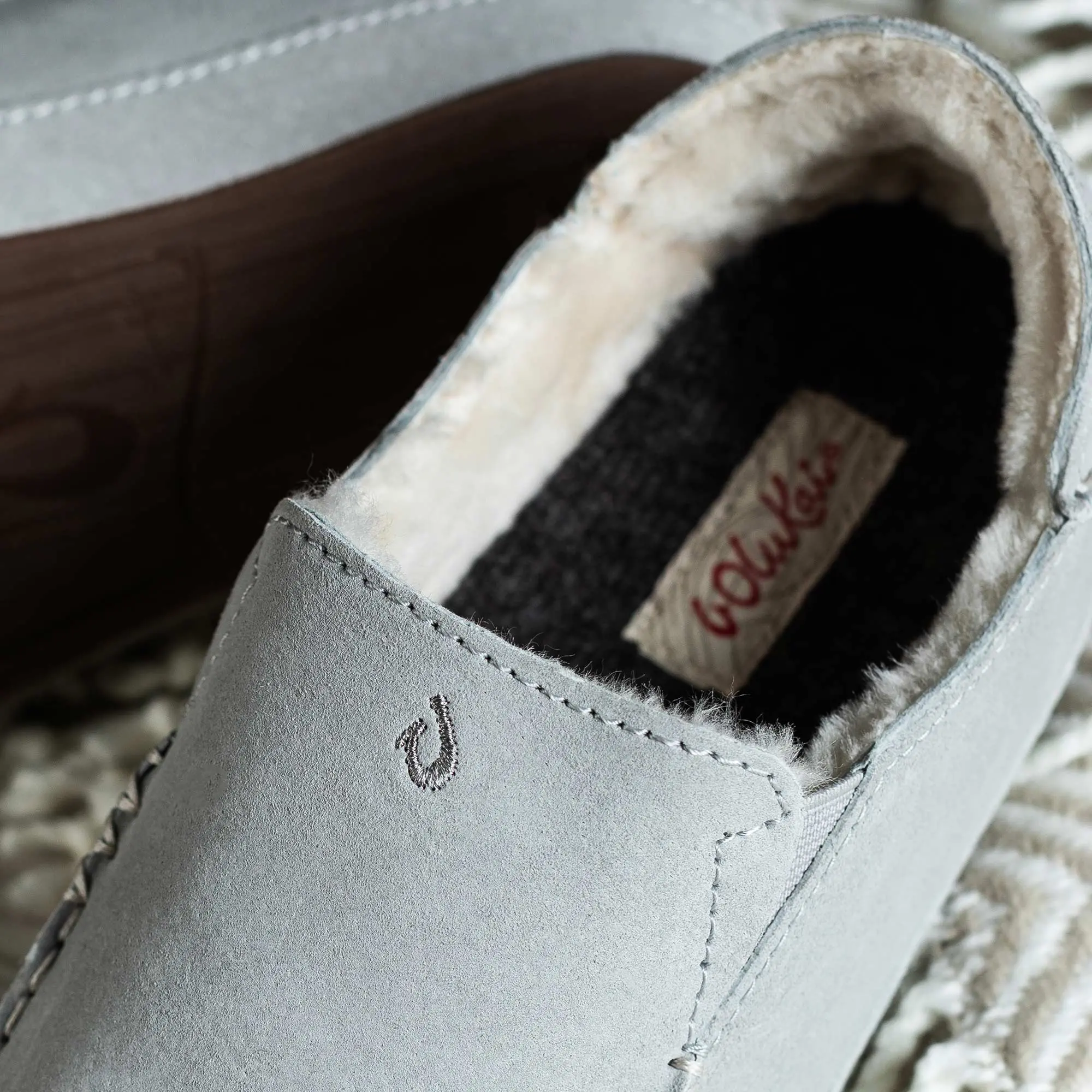 Nohea Women's Leather Slippers - Pale Grey - Image 3