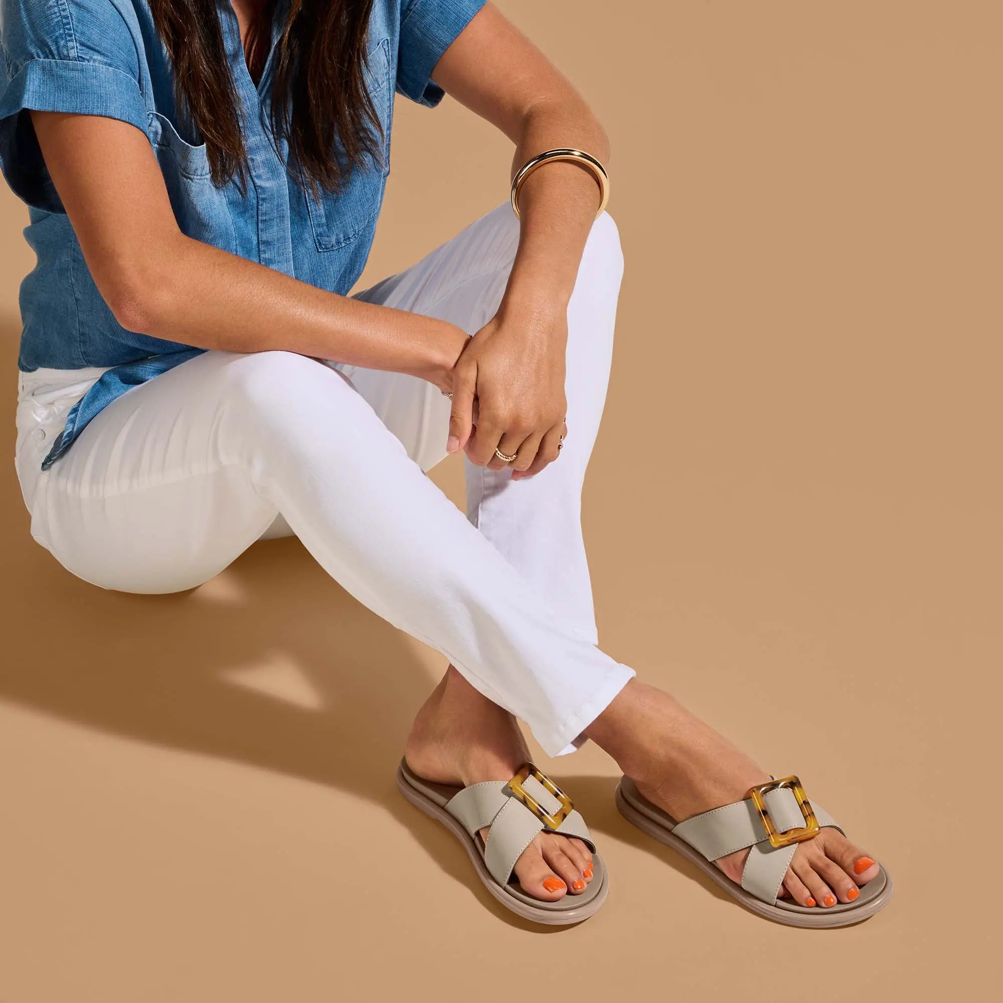 La'i Slide Women's Slide Beach Sandals - Taupe - Image 8