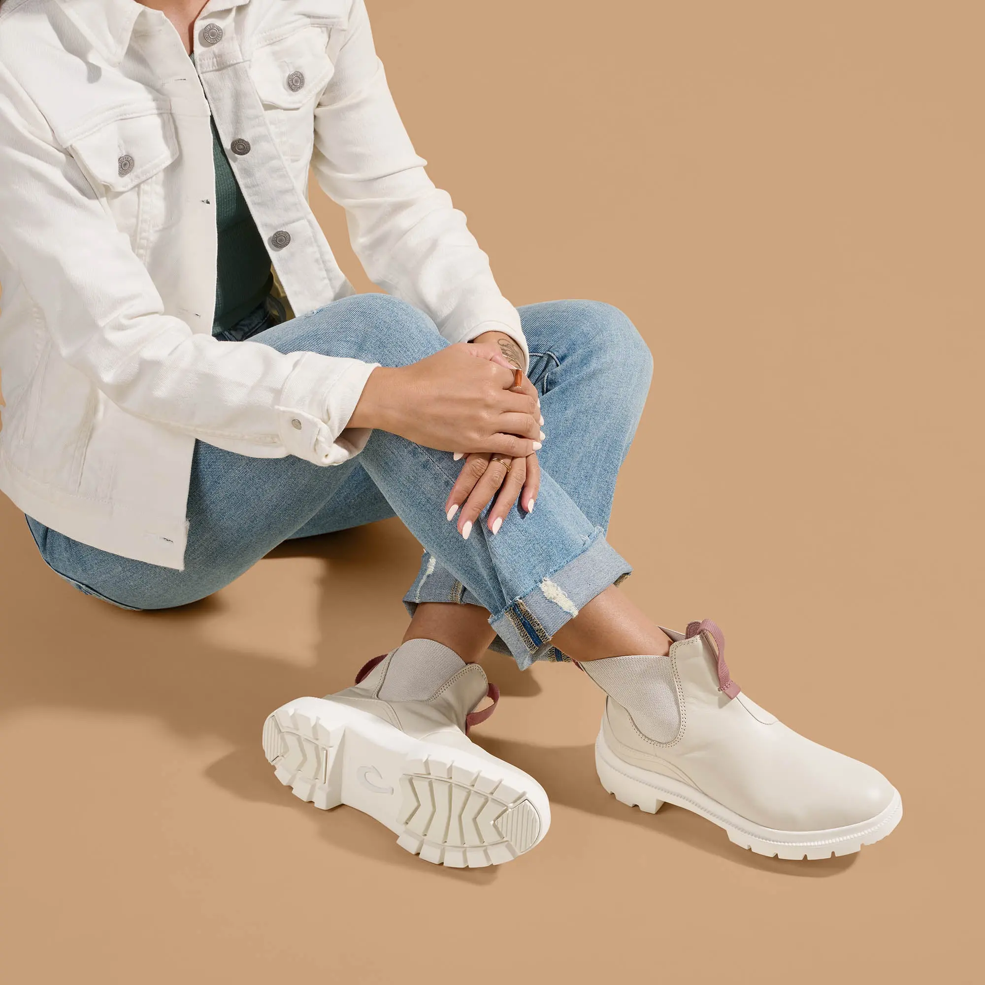 Hehi Women's Waterproof Leather Booties - Tapa / Cork - Image 4