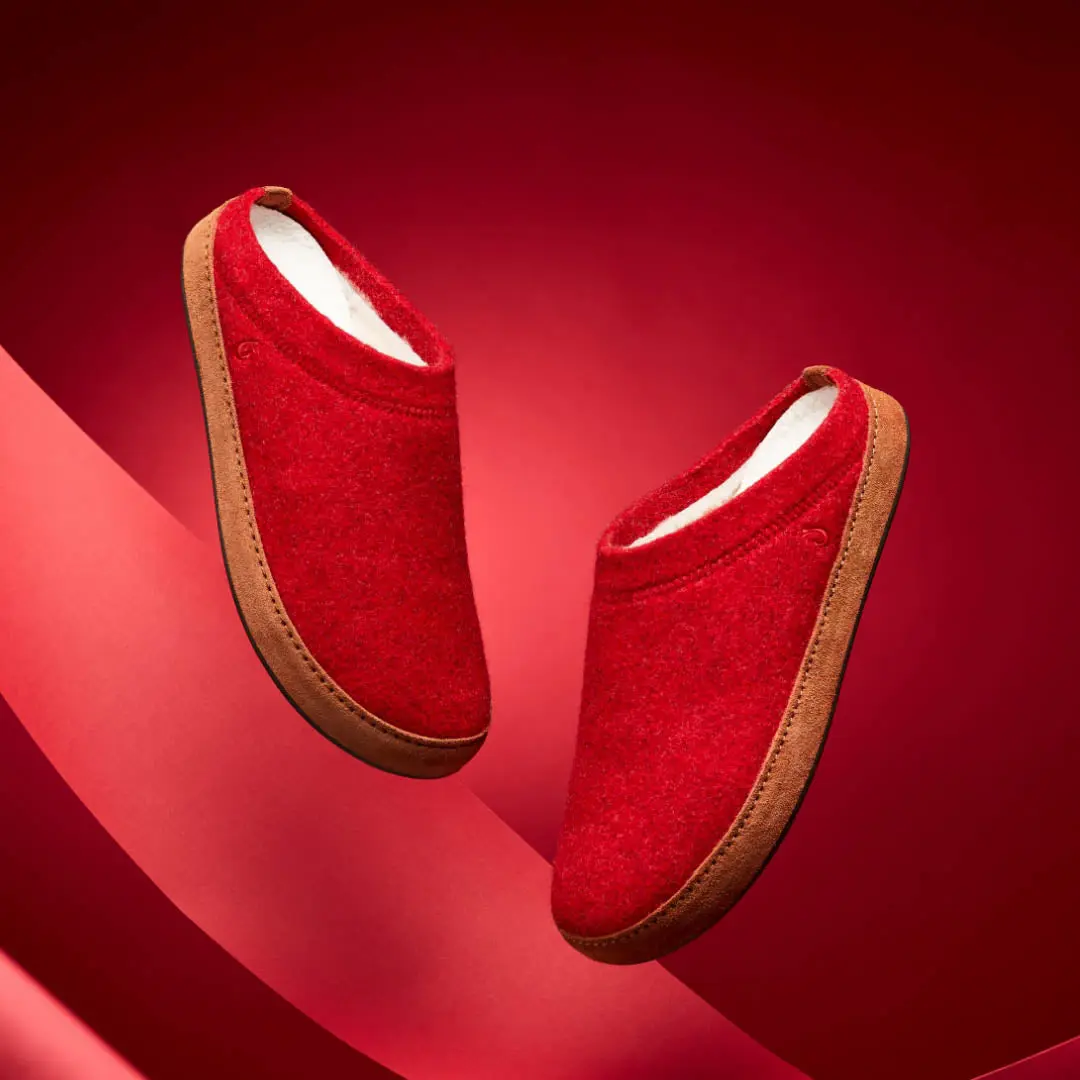 H mani Hulu Men's Wool Mule Slippers - Scarlet / Fox - Image 2