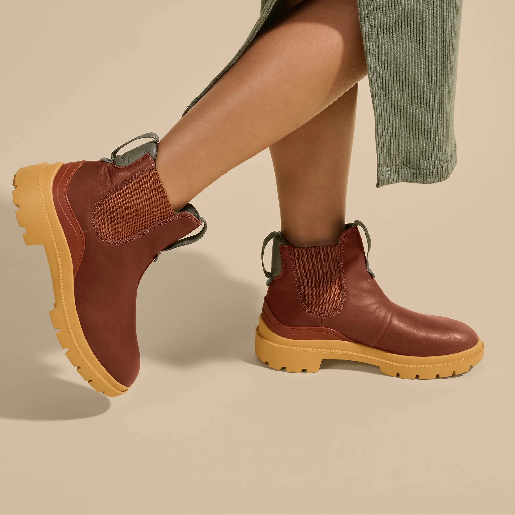 Hehi Women's Waterproof Leather Booties - Fox / Hunter - Image 5