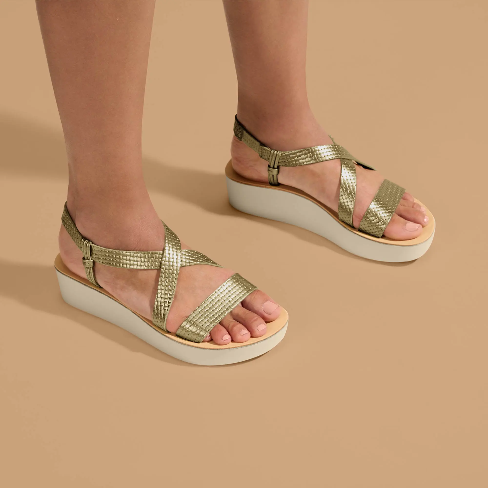 ' nohi Strappy Women's Sandals - Bubbly / White Sand - Image 2