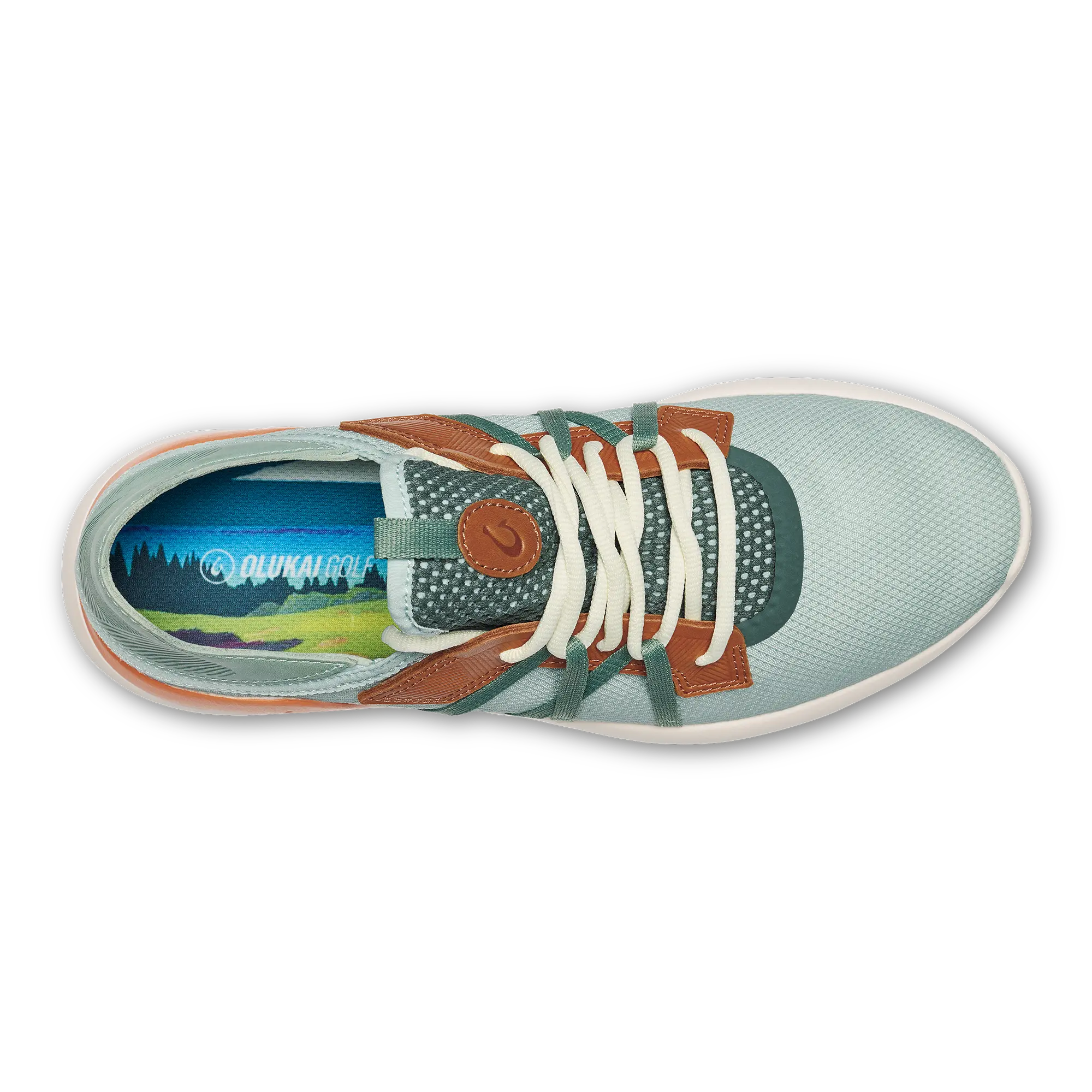Manele Men's Breathable Golf Shoes - Pale Moss / Molten Orange - Image 7