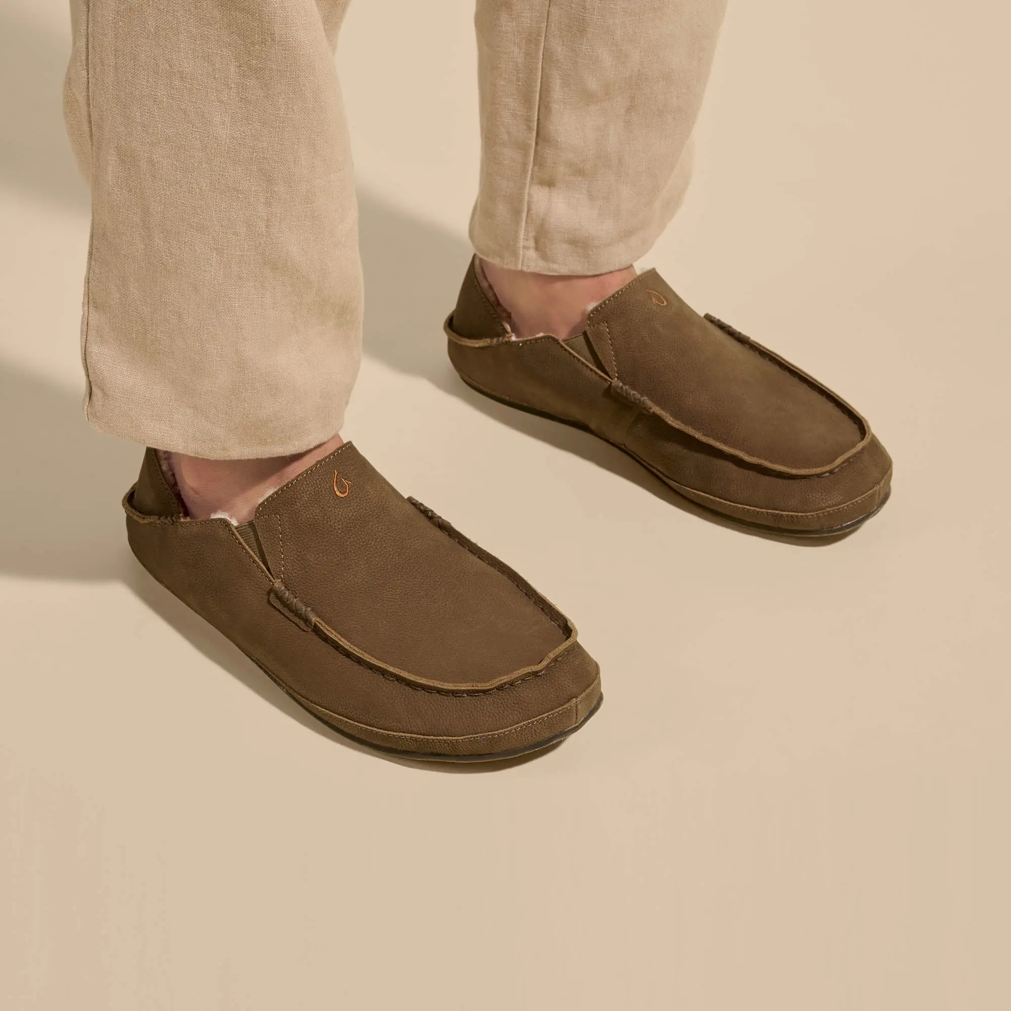 Molo Men's Leather Slippers - Kona Coffee - Image 2