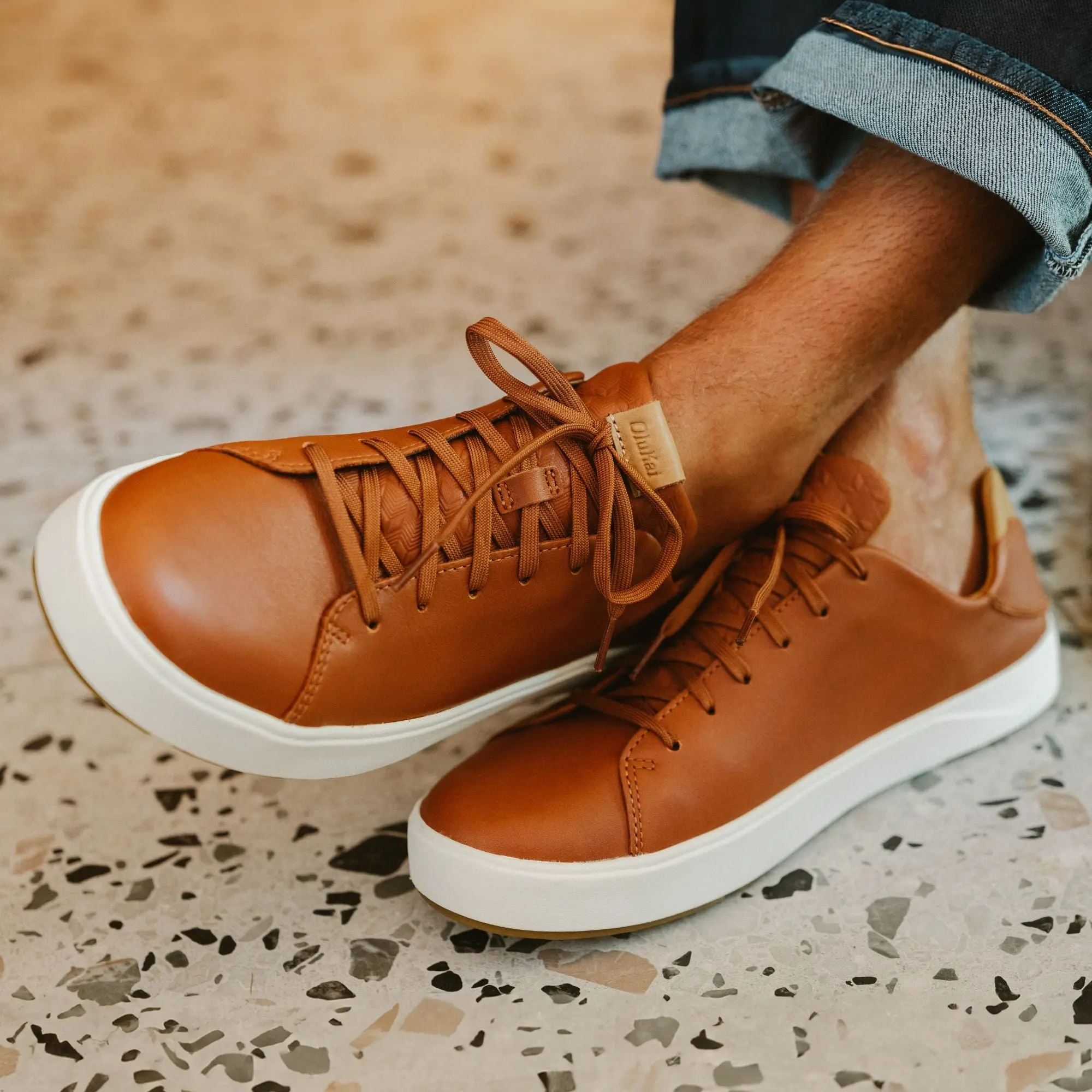 Lae'ahi L 'Ili Men's Leather Sneakers - Kukui Brown - Image 2