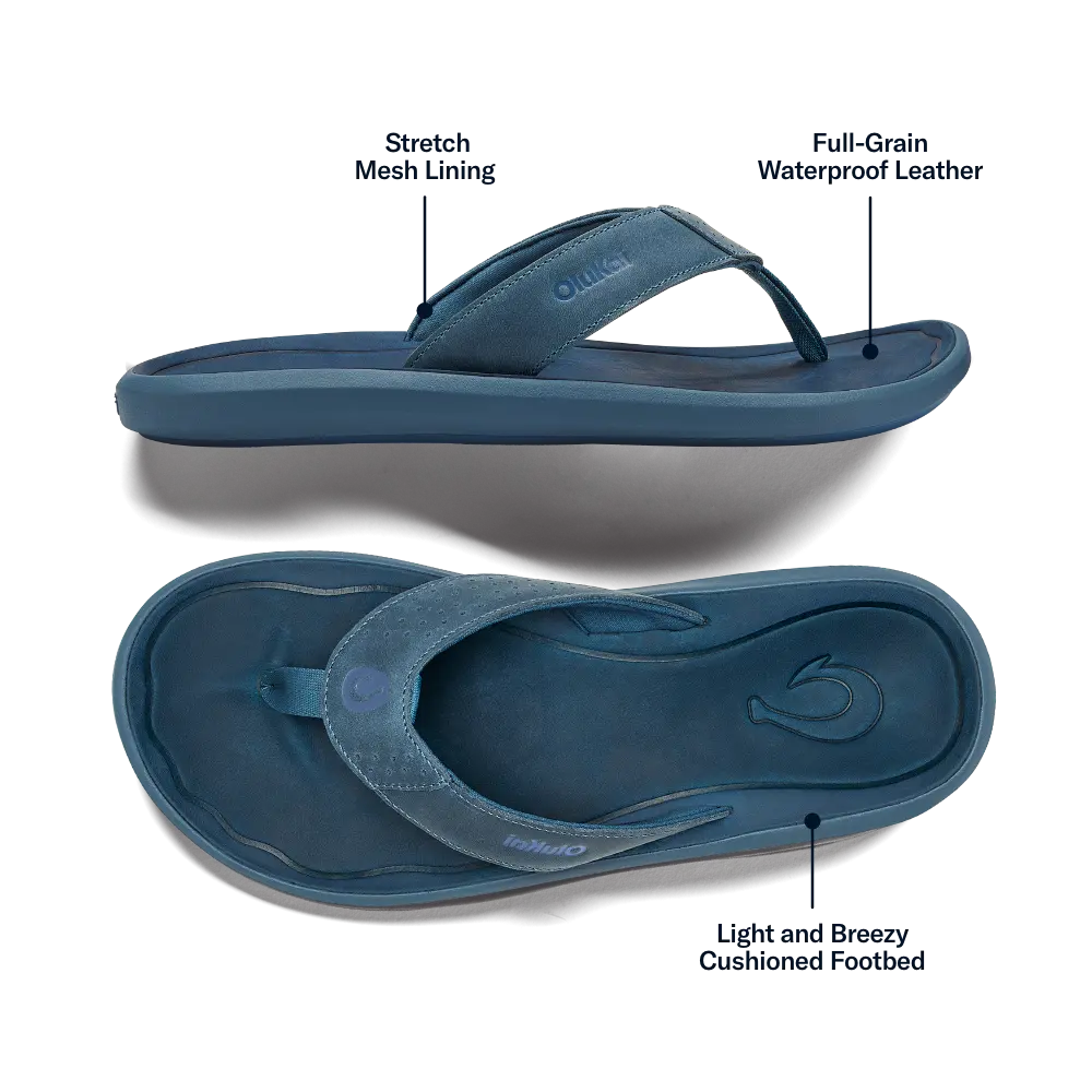 Pili Men's Waterproof Leather Sandals - Blue Fog / Coastal Blue - Image 4