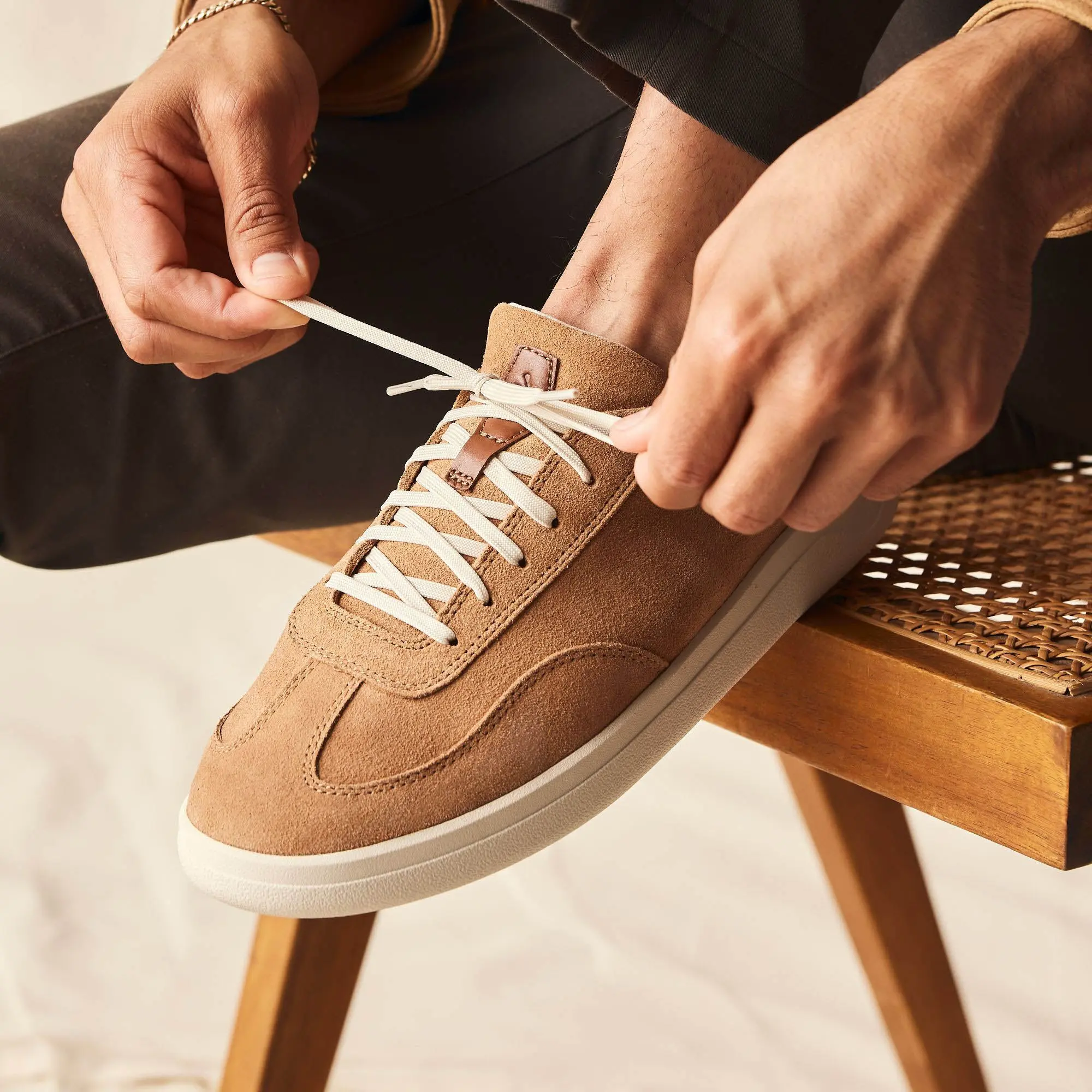 P nini Suede Men's Leather Sneakers - Tan / Toffee - Image 2