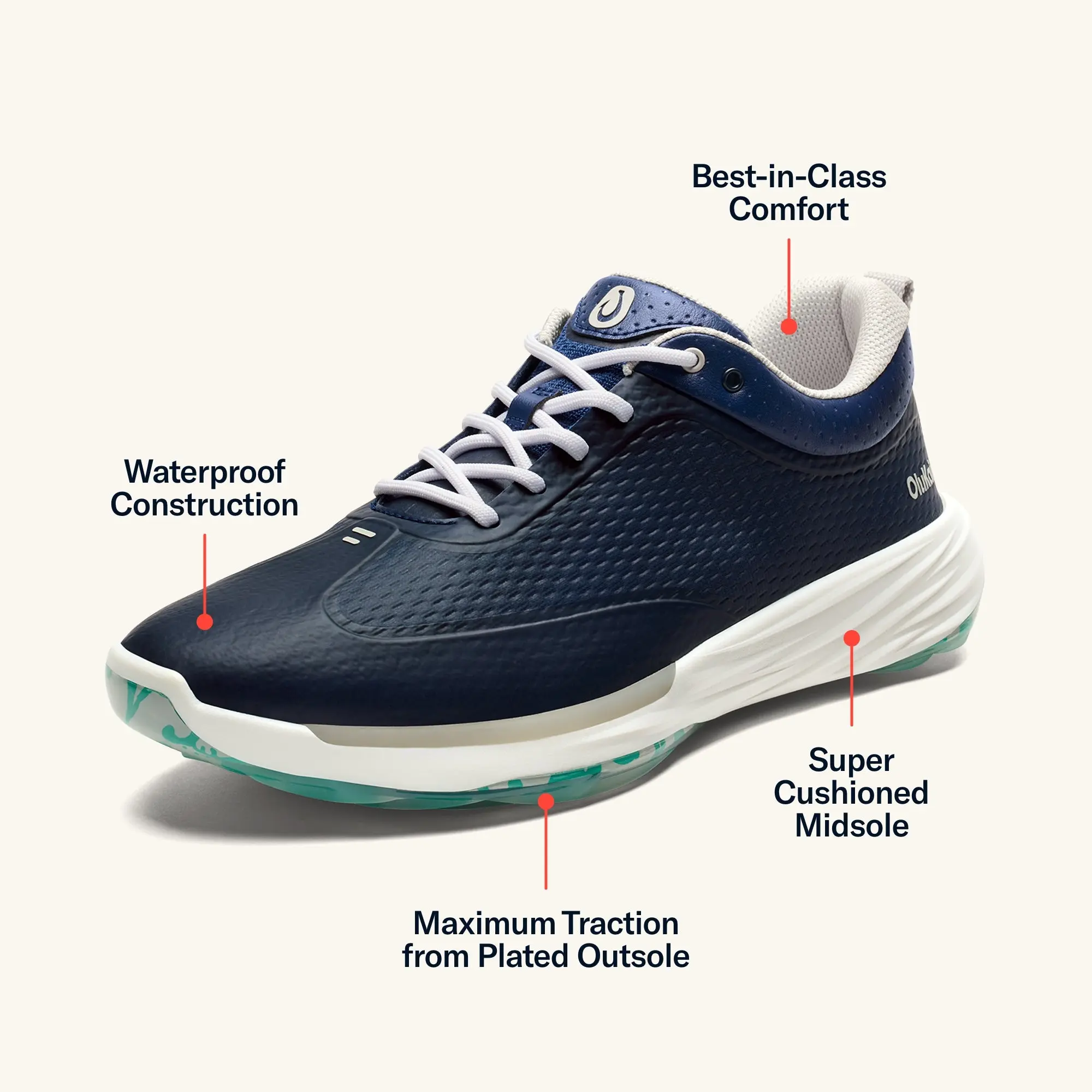 M kena Men's Waterproof Golf Shoes - Mood Indigo - Image 3
