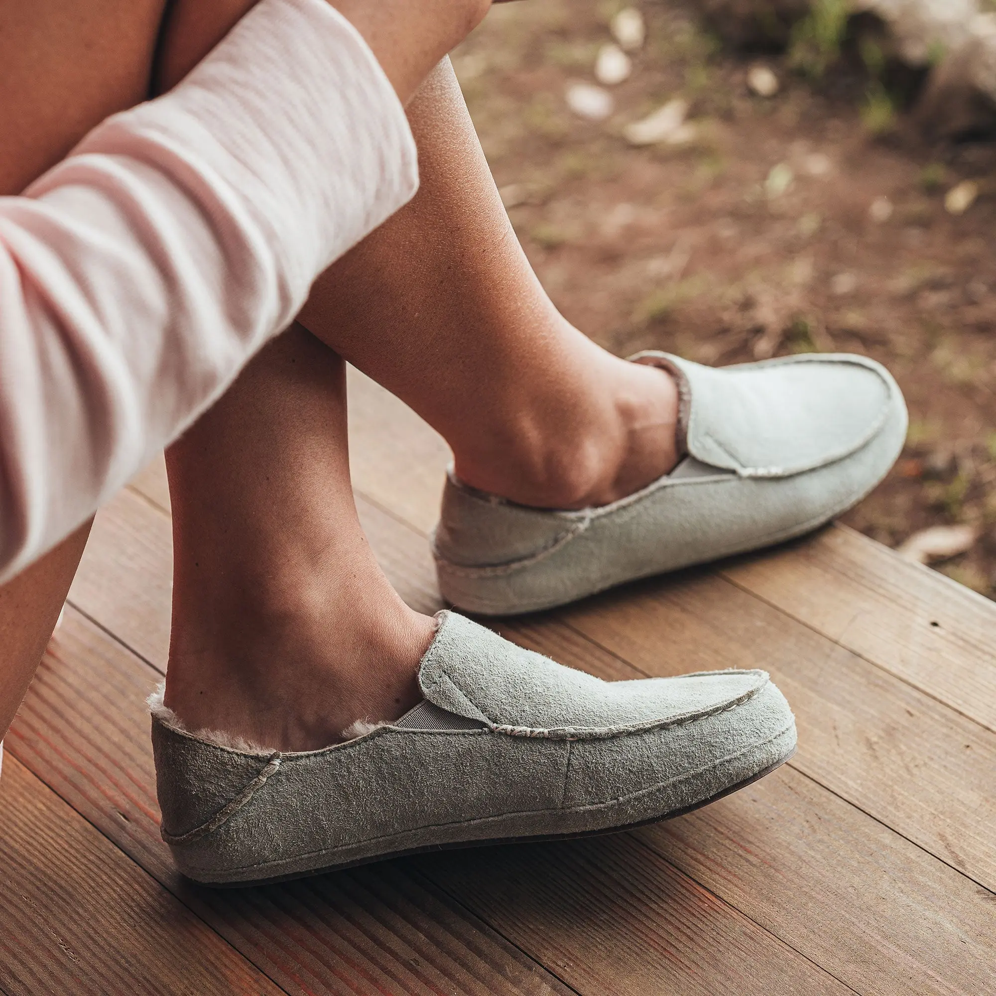 Nohea Women's Leather Slippers - Pale Grey - Image 2