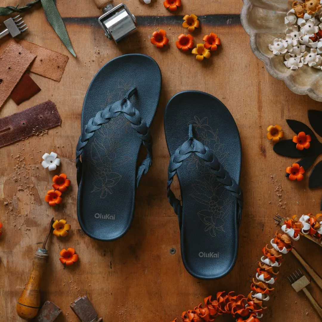 Lei Women's Leather Beach Sandals - Mood Indigo - Image 3